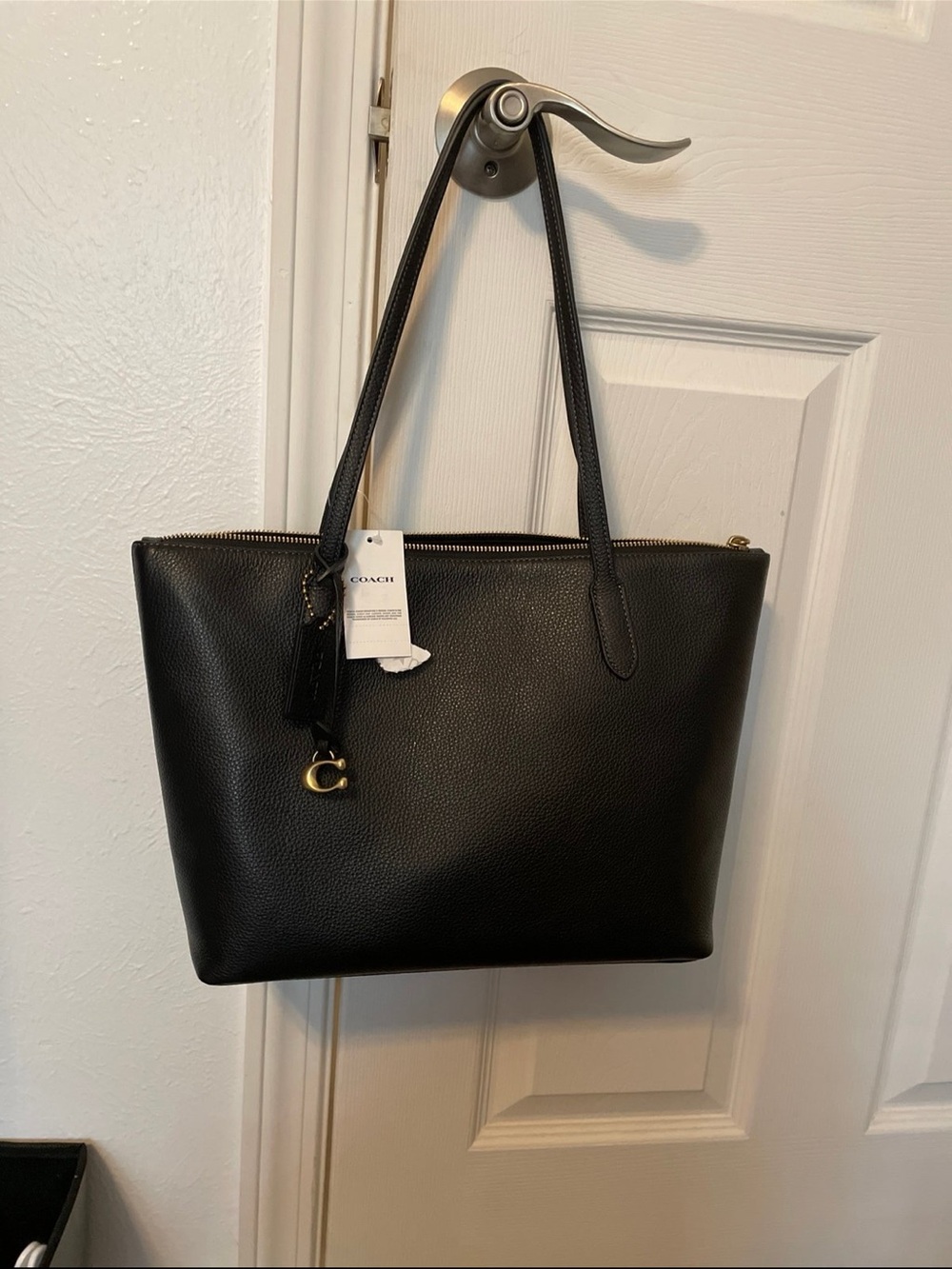 Coach Bella Pebbled Leather Tote Bag (Black)